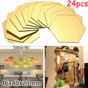 Mirror Sticker Acrylic Wall Stickers Hex Self-Adhesive Mosaic Tiles DIY Bathroom Home Decor 80x70x40mm 3D Bedroom DIY Decal