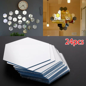 Mirror Sticker Acrylic Wall Stickers Hex Self-Adhesive Mosaic Tiles DIY Bathroom Home Decor 80x70x40mm 3D Bedroom DIY Decal