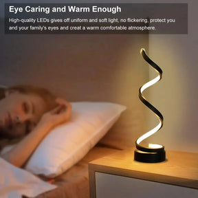 Table Lamps for Living Room,Modern Spiral Dimmable LED Table Lamp, Small Bedside Lamps, Nightstand Lamp for Bedroom Office Home