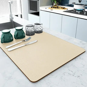 Kitchen Absorbent Tableware Mats Dish Drying Mat Drain Pad Heat Resistant Counter Top Mat Non-slip Draining Placemat Home Decor