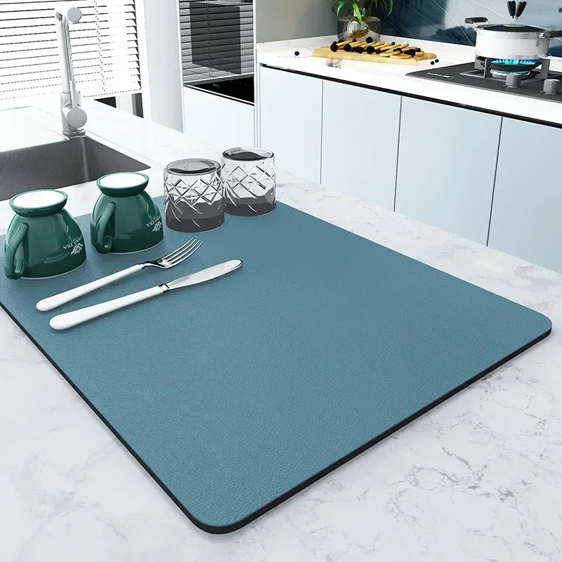 Kitchen Absorbent Tableware Mats Dish Drying Mat Drain Pad Heat Resistant Counter Top Mat Non-slip Draining Placemat Home Decor